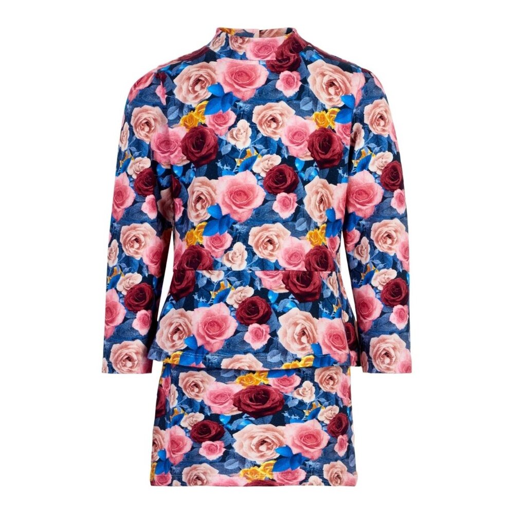 Floral Long Sleeve Fleece Dress